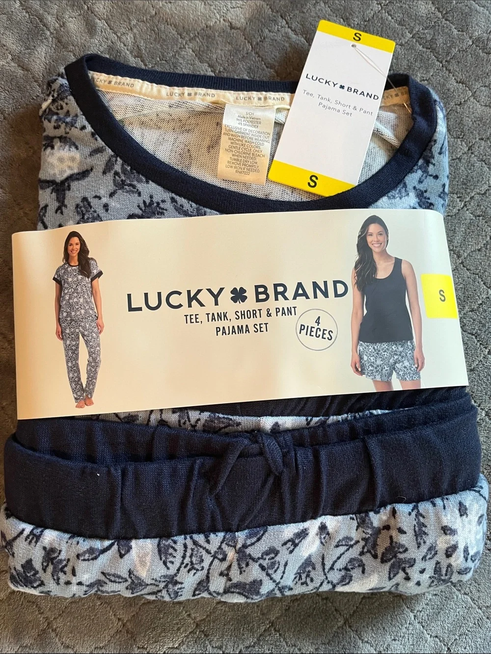 Lucky Brand Blue and Navy Floral‎ Pajama Set